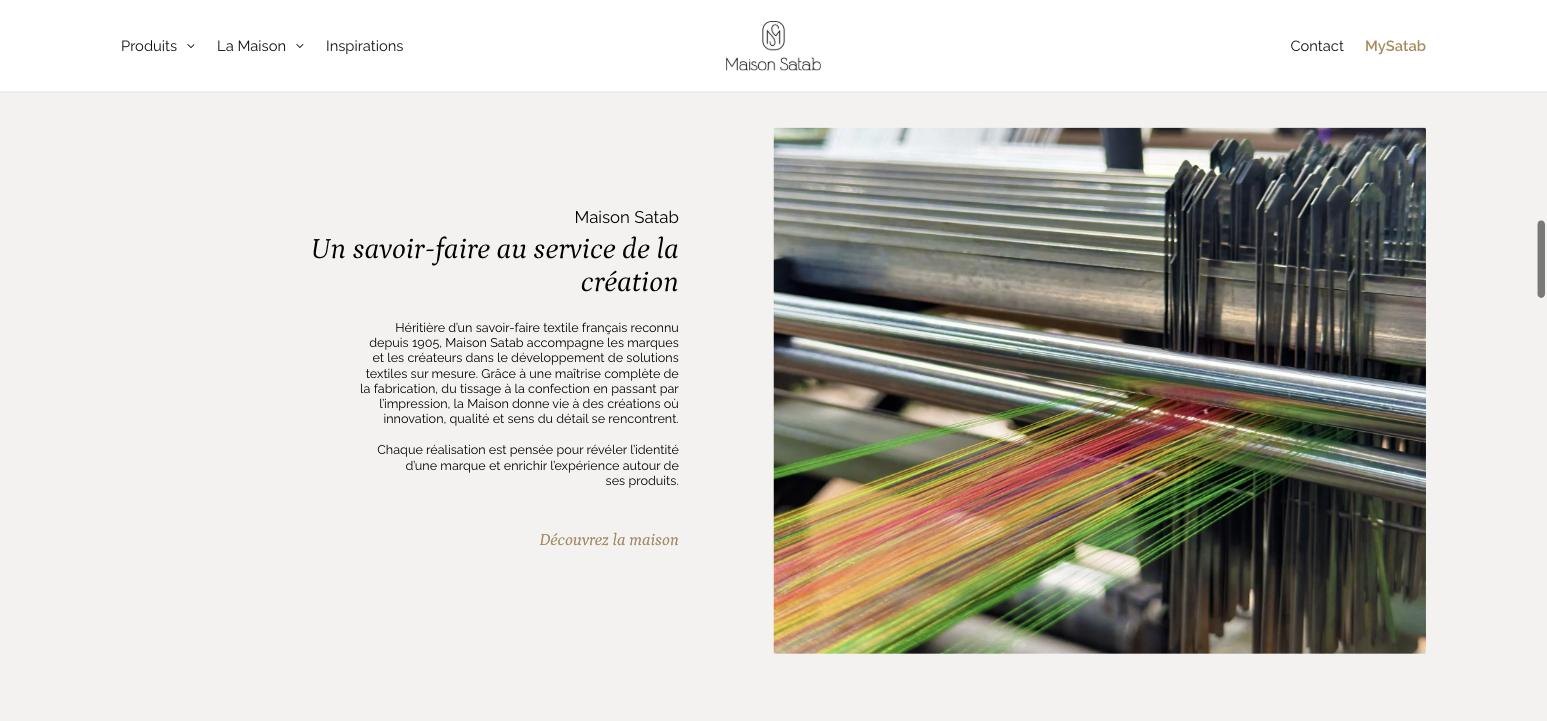 Page d'accueil du site Maison Satab